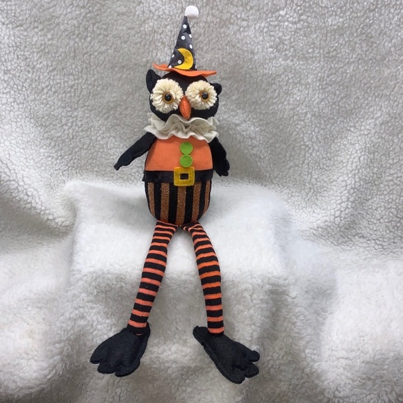 Halloween Owl clown shelf sitter 19" long weighted bottom dangling legs - Picture 2 of 13